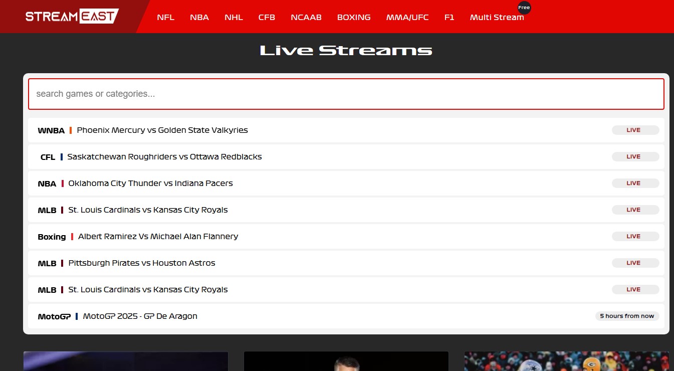 StreamEast sports streaming
